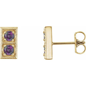 Lab-Grown Alexandrite & Ruby Earrings in 14K Gold, Silver & Platinum