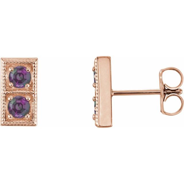 Lab-Grown Alexandrite & Ruby Earrings in 14K Gold, Silver & Platinum