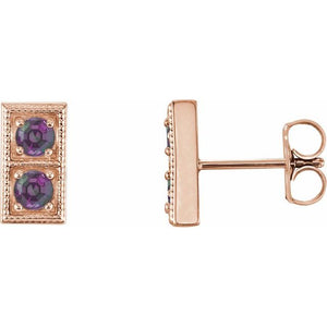 Lab-Grown Alexandrite & Ruby Earrings in 14K Gold, Silver & Platinum