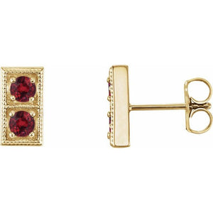 Lab-Grown Alexandrite & Ruby Earrings in 14K Gold, Silver & Platinum