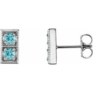Natural Aquamarine Earrings with Multiple Stone Options in 14K Gold, Silver & Platinum
