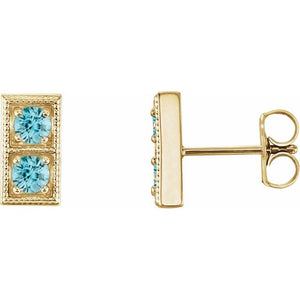 Natural Aquamarine Earrings with Multiple Stone Options in 14K Gold, Silver & Platinum