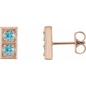 Natural Aquamarine Earrings with Multiple Stone Options in 14K Gold, Silver & Platinum