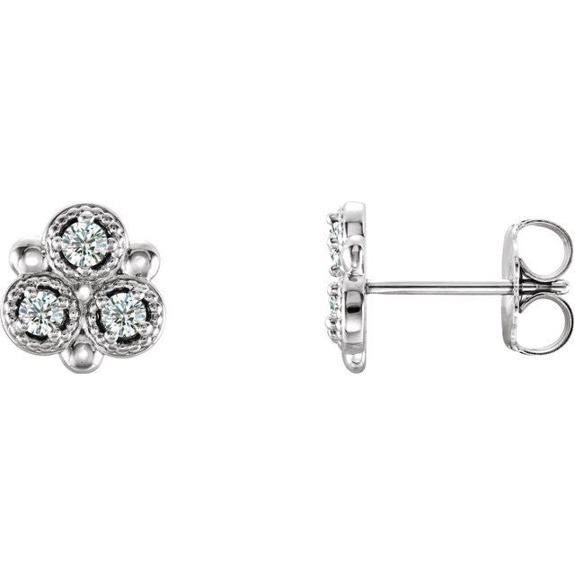 1/5 CTW Natural Diamond Round Earrings in 14K Gold, Silver & Platinum