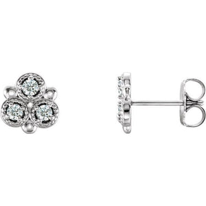 1/5 CTW Natural Diamond Round Earrings in 14K Gold, Silver & Platinum