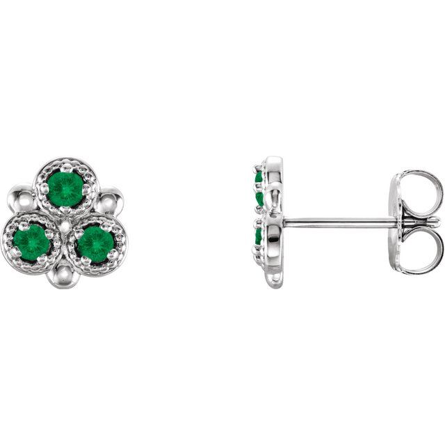 Lab-Grown Emerald & Gemstone Earrings in 14K Gold, Platinum & Silver