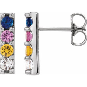 14K Gold Natural Multi Color Sapphire Earrings - Options Available