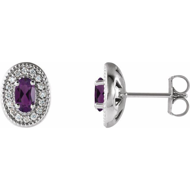 1/8 CTW Natural Diamond and Gemstone Earrings in 14K Gold, Silver & Platinum