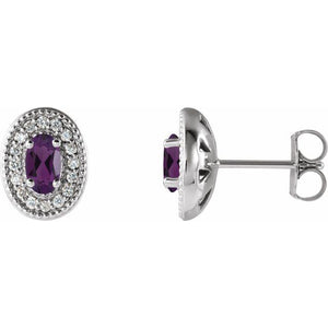 1/8 CTW Natural Diamond and Gemstone Earrings in 14K Gold, Silver & Platinum