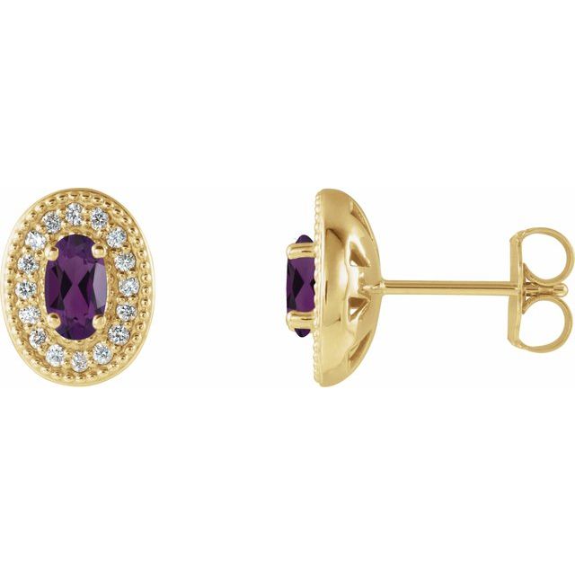 1/8 CTW Natural Diamond and Gemstone Earrings in 14K Gold, Silver & Platinum
