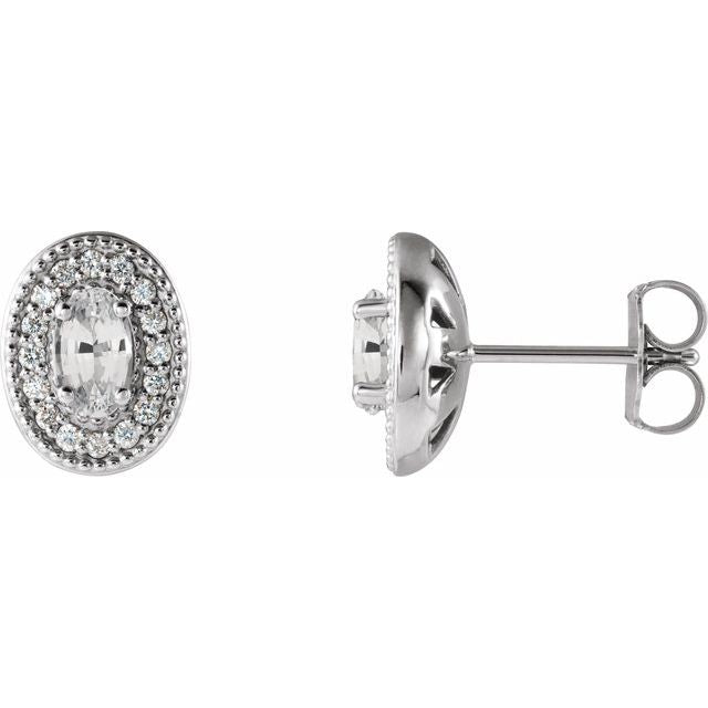 1/8 CTW Natural Diamond and Gemstone Earrings in 14K Gold, Silver & Platinum