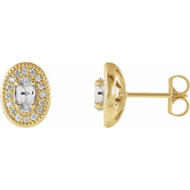 1/8 CTW Natural Diamond and Gemstone Earrings in 14K Gold, Silver & Platinum