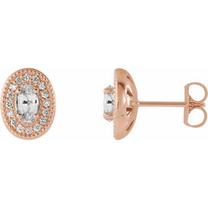 1/8 CTW Natural Diamond and Gemstone Earrings in 14K Gold, Silver & Platinum