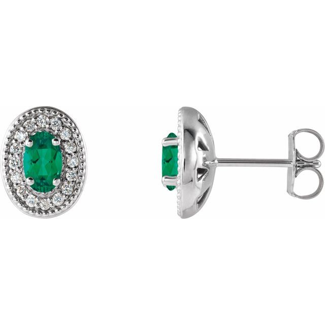 1/8 CTW Natural Diamond and Gemstone Earrings in 14K Gold, Silver & Platinum