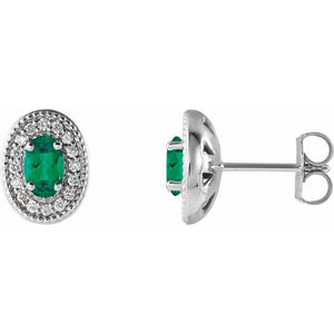 1/8 CTW Natural Diamond and Gemstone Earrings in 14K Gold, Silver & Platinum