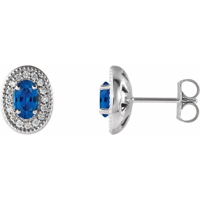 1/8 CTW Natural Diamond and Gemstone Earrings in 14K Gold, Silver & Platinum