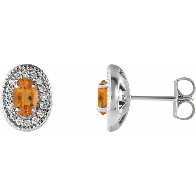 1/8 CTW Natural Diamond and Gemstone Earrings in 14K Gold, Silver & Platinum