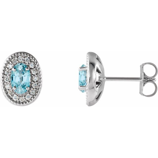 1/8 CTW Natural Diamond and Gemstone Earrings in 14K Gold, Silver & Platinum