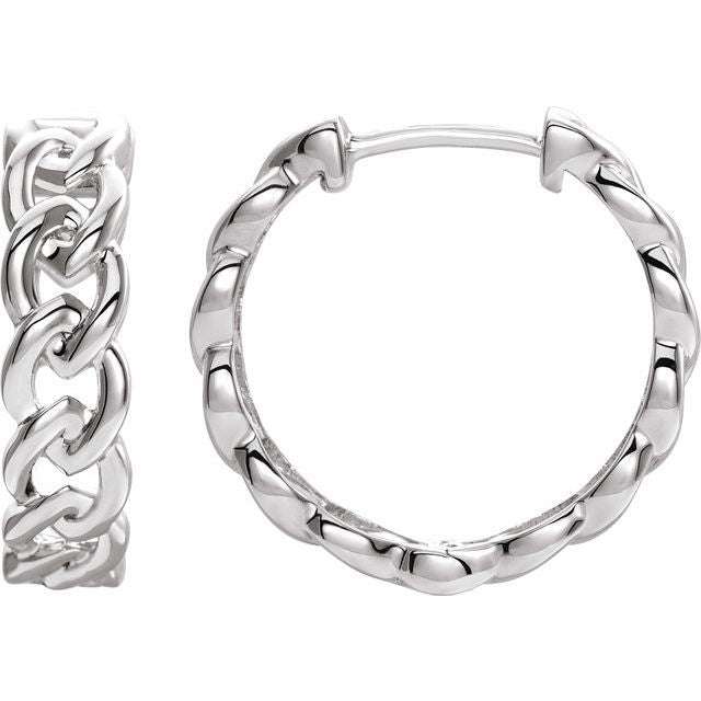 14K Gold Chain Link Hinged Hoop Earrings