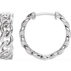 14K Gold Chain Link Hinged Hoop Earrings