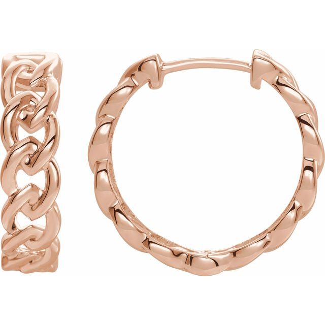 14K Gold Chain Link Hinged Hoop Earrings