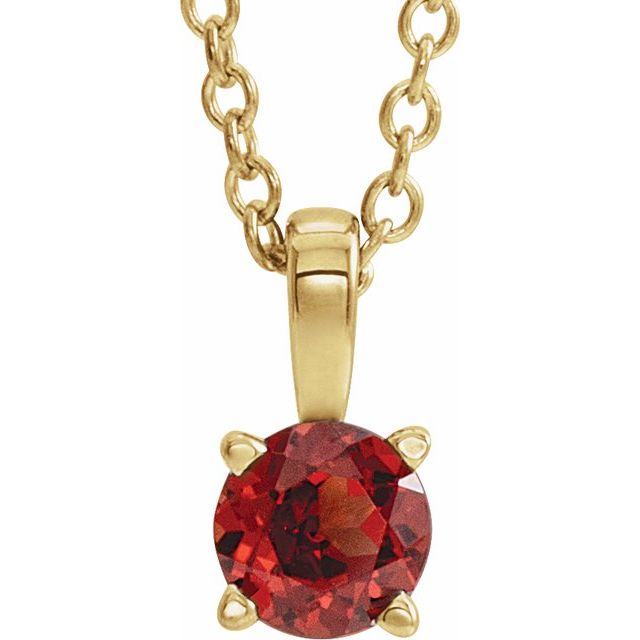 Natural Birthstone Necklace with Mozambique Garnet in 14K Gold, Silver & Platinum