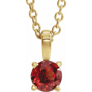 Natural Birthstone Necklace with Mozambique Garnet in 14K Gold, Silver & Platinum