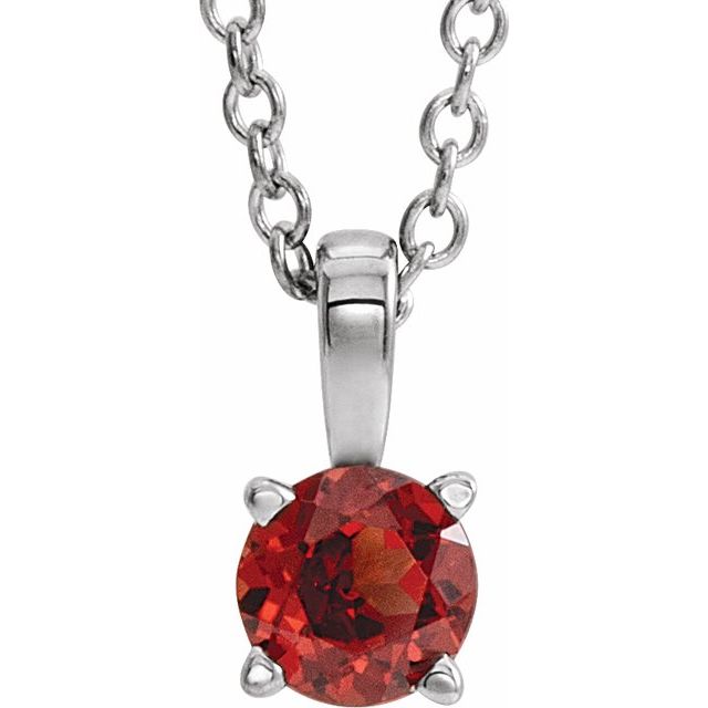 Natural Birthstone Necklace with Mozambique Garnet in 14K Gold, Silver & Platinum