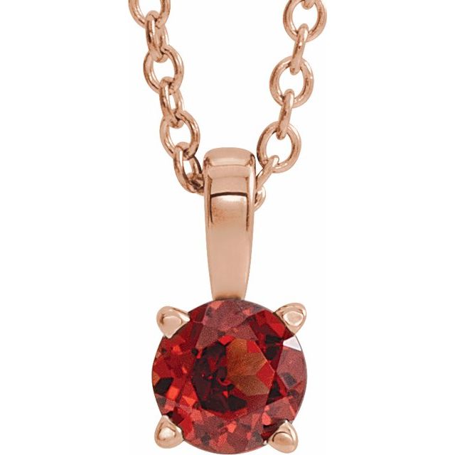 14K Gold Natural Mozambique Garnet Birthstone Pendant