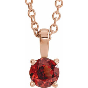 Natural Amethyst Round Birthstone Necklace in 14K Gold, Sterling Silver & Platinum