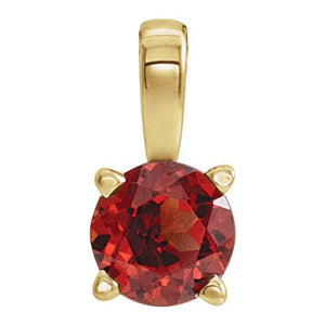 14K Gold Natural Mozambique Garnet Birthstone Pendant