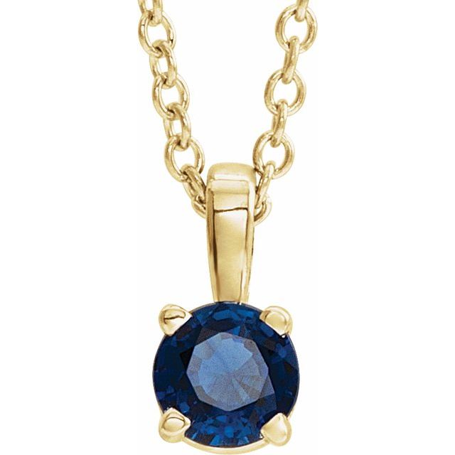 Lab-Grown Emerald Round Birthstone Necklace in 14K Gold & Platinum