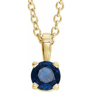 Lab-Grown Emerald Round Birthstone Necklace in 14K Gold & Platinum