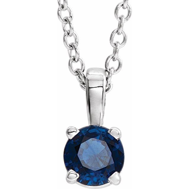 Lab-Grown Emerald Round Birthstone Necklace in 14K Gold & Platinum
