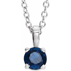 Lab-Grown Emerald Round Birthstone Necklace in 14K Gold & Platinum