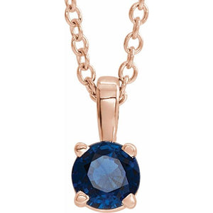 Natural Amethyst Round Birthstone Necklace in 14K Gold, Sterling Silver & Platinum