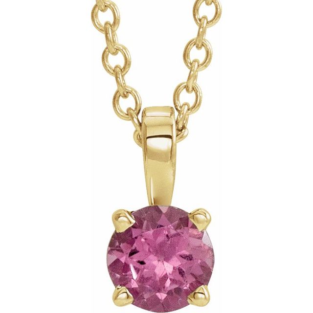 Natural Amethyst Round Birthstone Necklace in 14K Gold, Sterling Silver & Platinum