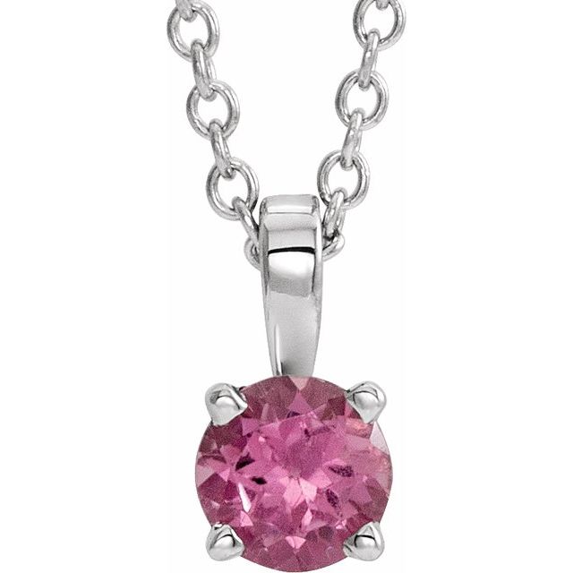 Natural Amethyst Round Birthstone Necklace in 14K Gold, Sterling Silver & Platinum