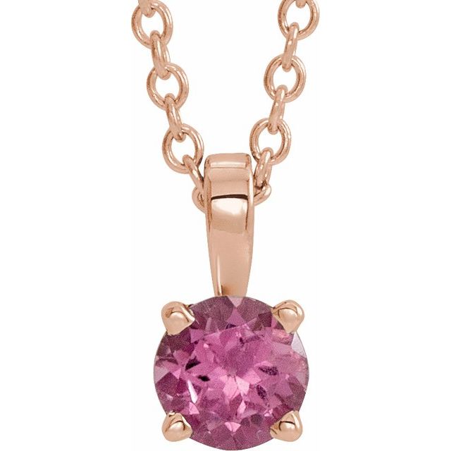 Natural Amethyst Round Birthstone Necklace in 14K Gold, Sterling Silver & Platinum