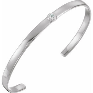 Elegant 14K White Gold Diamond-Accented Cuff Bracelet - 1/10 CT Natural Diamonds