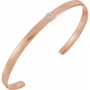 Elegant 14K White Gold Diamond-Accented Cuff Bracelet - 1/10 CT Natural Diamonds