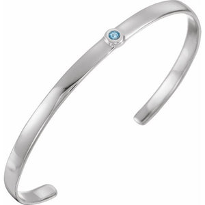Elegant 14K White Gold Diamond-Accented Cuff Bracelet - 1/10 CT Natural Diamonds