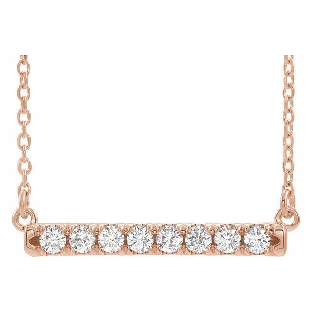 14K Yellow Gold 18" Lab-Grown Diamond French-Set Bar Necklace