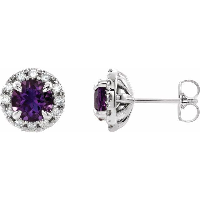 1/5 CTW Natural Amethyst and Diamond Earrings in 14K Gold, Silver & Platinum