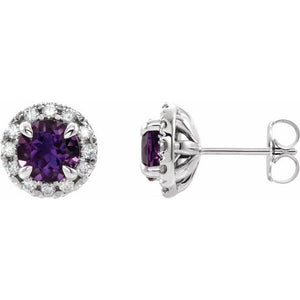 1/3 CTW Lab-Grown Alexandrite & Natural Diamond Earrings in 14K Gold, Silver & Platinum