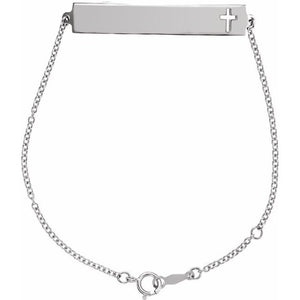 14K Gold Engravable Pierced Cross Bracelet