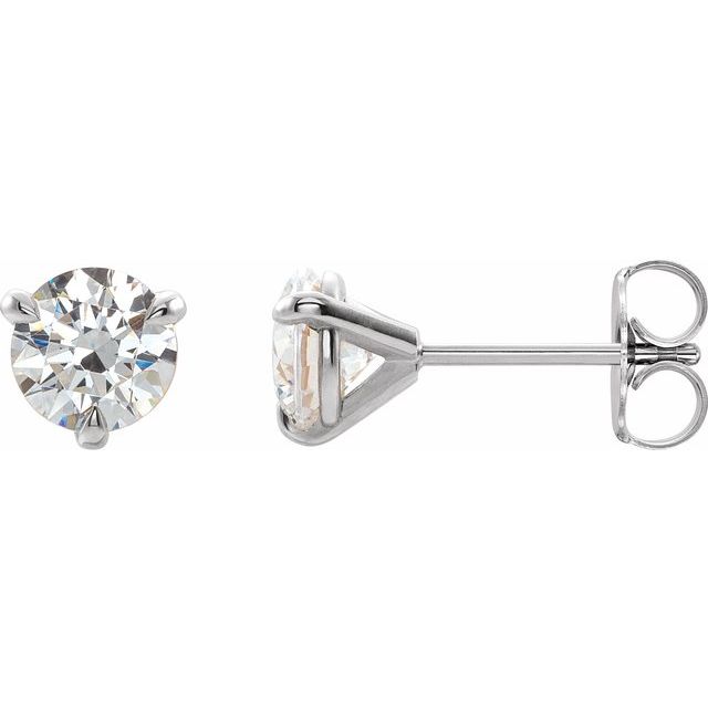 Lab-Grown Moissanite 3-Claw Prong Earring
