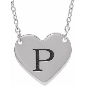 14K Gold Engravable Heart Necklace