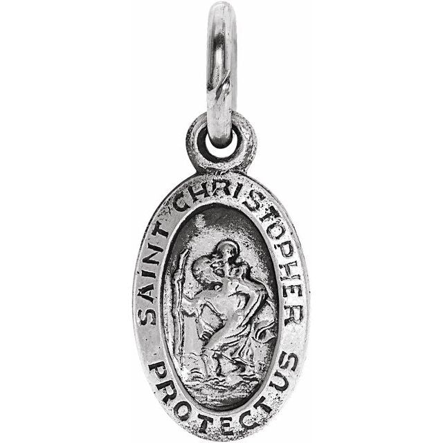 Sterling Silver 19x14  mm Oval St. Christopher 18" Necklace