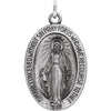 Sterling Silver 23x16 mm Oval Miraculous Medal Pendant Necklace